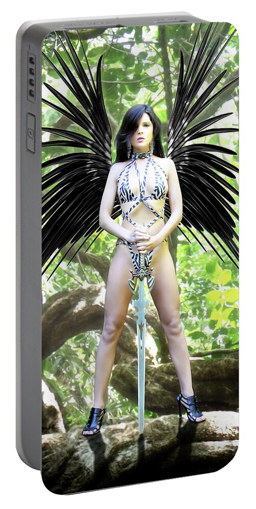 Rebel Portable Battery Charger featuring the photograph Dark Fairy by Jon Volden