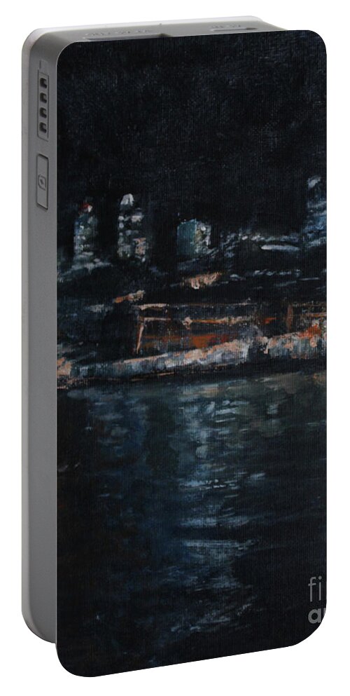 Abstract Portable Battery Charger featuring the painting Darling Harbour by Jane See