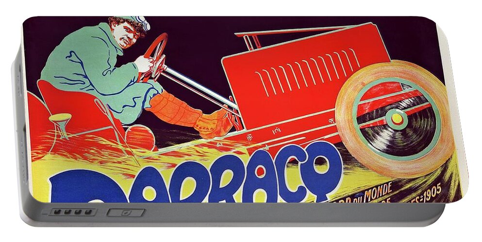 Antic Cars Portable Battery Charger featuring the painting Darracq 1906 Vintage Automobile Poster by Vincent Monozlay