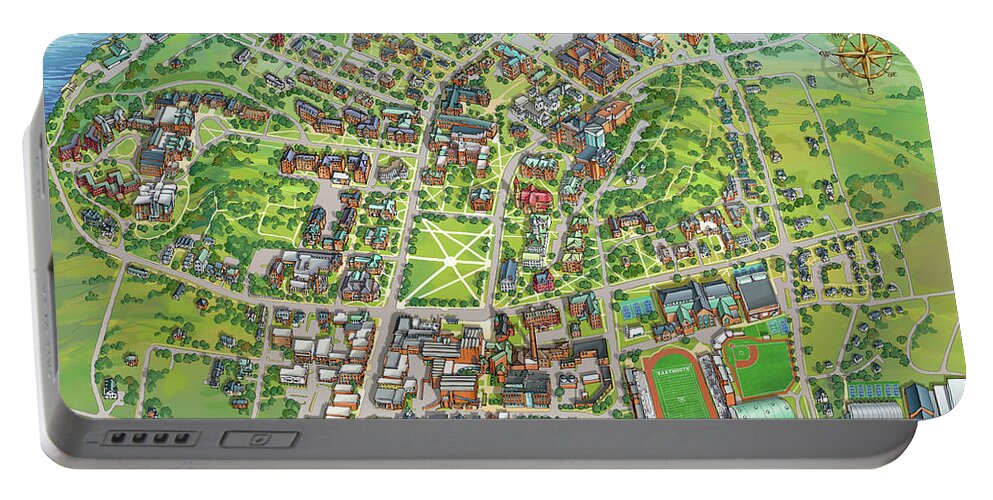 Dartmouth College Portable Battery Charger featuring the digital art Dartmouth College Campus Map by Maria Rabinky