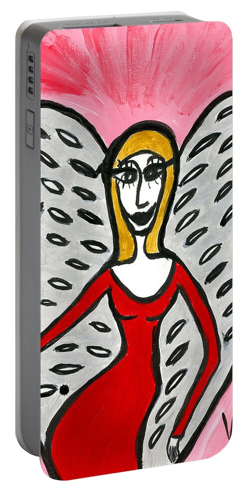 Angel Portable Battery Charger featuring the painting Dassatrea Angel of Ascension by Victoria Mary Clarke