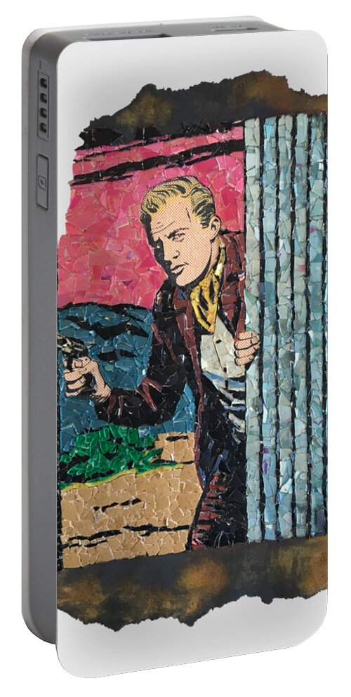 Glass Portable Battery Charger featuring the mixed media David Enters Cautiously by Matthew Lazure