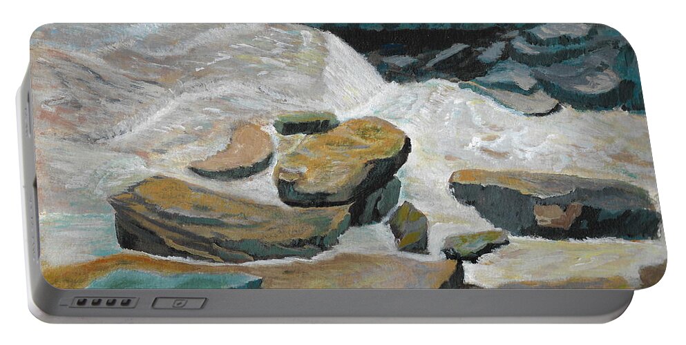 Cascade Portable Battery Charger featuring the painting Davis Cascade by David Bigelow