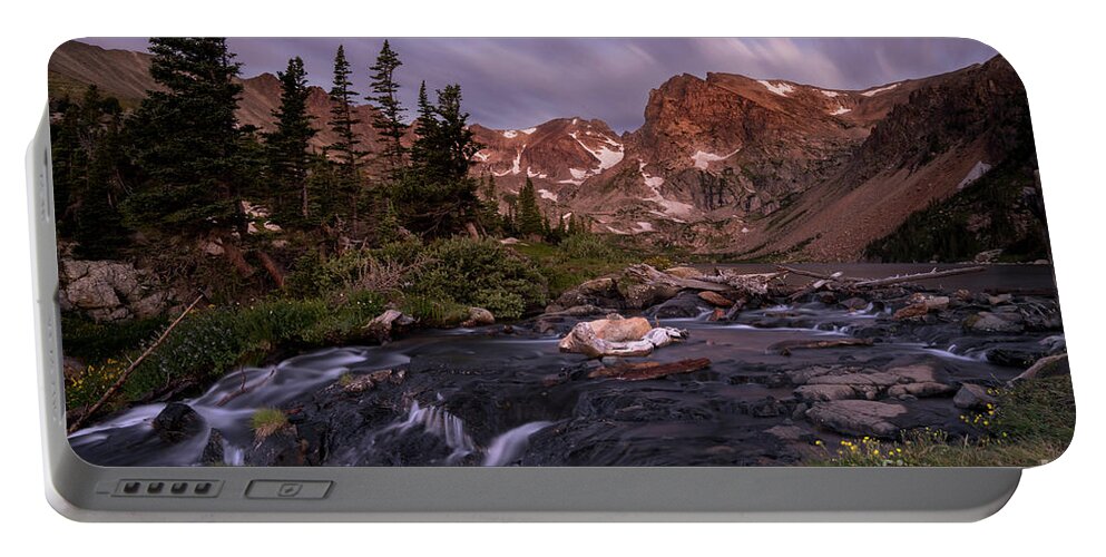 Indian Peaks Wilderness Portable Battery Charger featuring the photograph Dawn at Lake Isabel by Keith Kapple