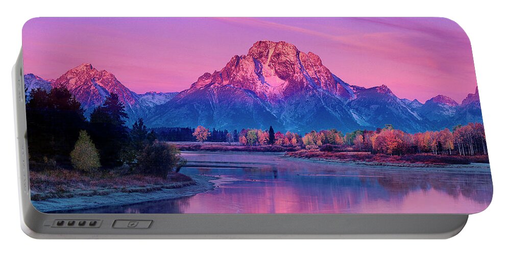 Dave Welling Portable Battery Charger featuring the photograph Dawn Oxbow Bend Fall Grand Tetons National Park by Dave Welling