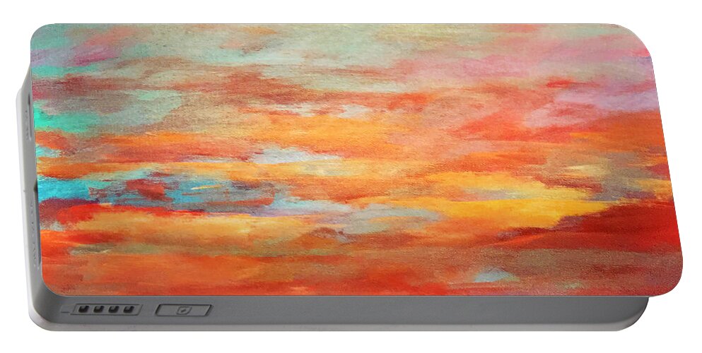 Sunrise Portable Battery Charger featuring the digital art Dawn's Early light by Linda Bailey