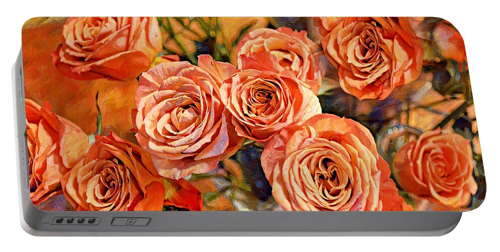 Rose Portable Battery Charger featuring the digital art Old World Roses Digital Graphic Bouquet by Gaby Ethington