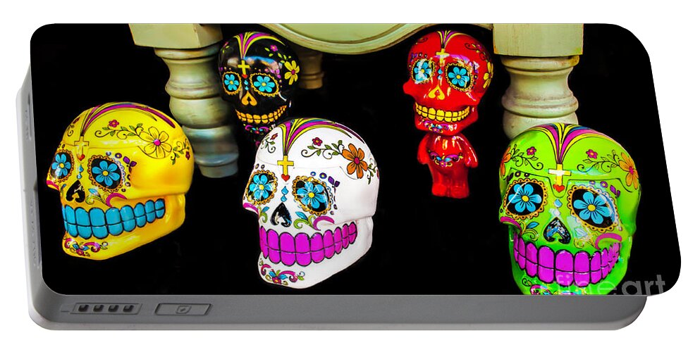 Day Of The Dead Portable Battery Charger featuring the photograph Day Of The Dead Skulls by Frances Ann Hattier