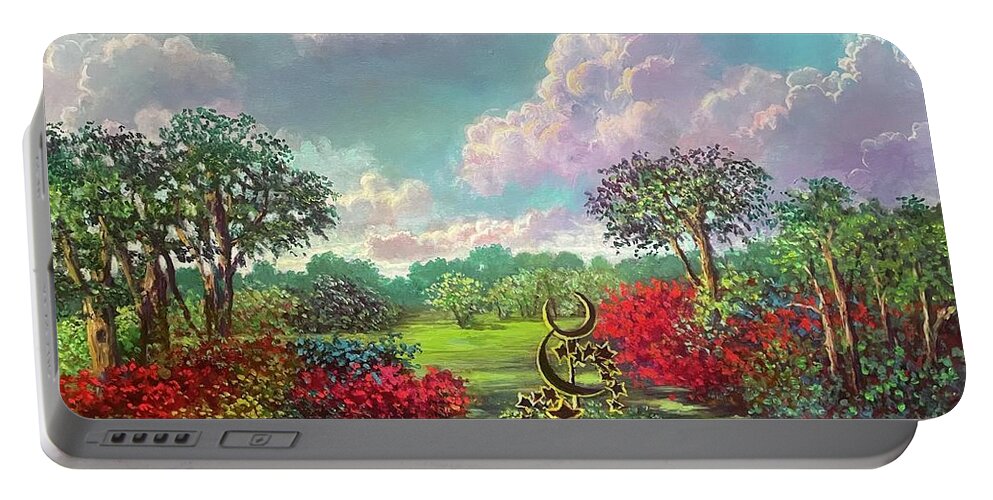 Day Portable Battery Charger featuring the painting Day Remembers Night by Rand Burns