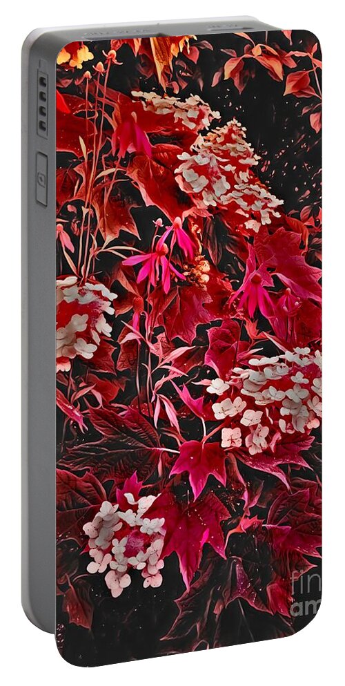 Red Portable Battery Charger featuring the digital art Daydreaming In Red by Rachel Hannah