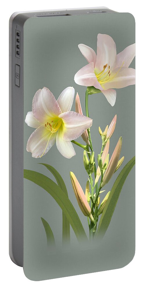 Flower Portable Battery Charger featuring the digital art Spade's Daylily by M Spadecaller