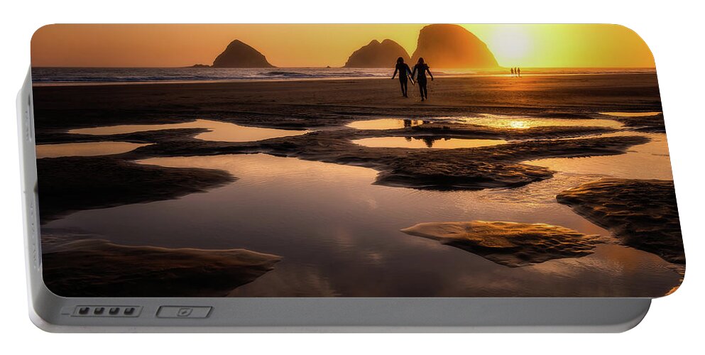 Oregon Portable Battery Charger featuring the photograph Days End Surf Session by Darren White