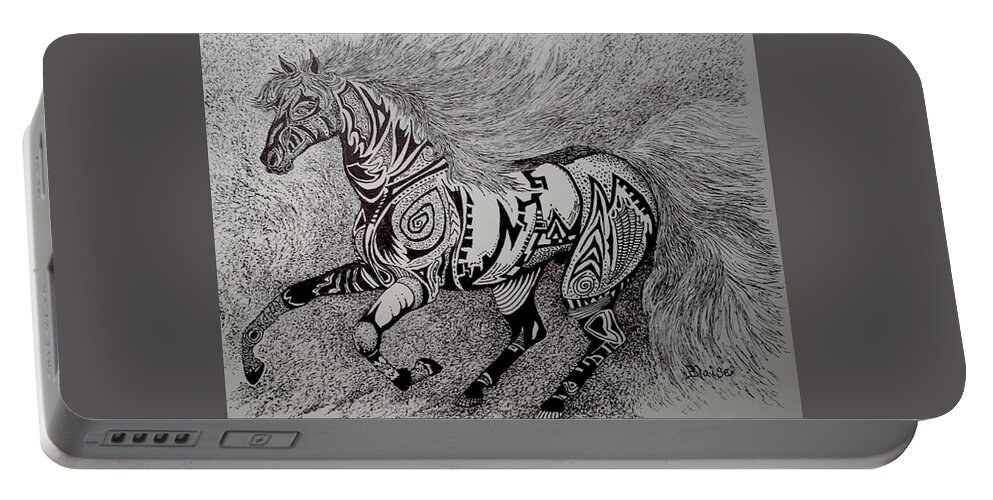 Horses Portable Battery Charger featuring the drawing Dazzler by Yvonne Blasy