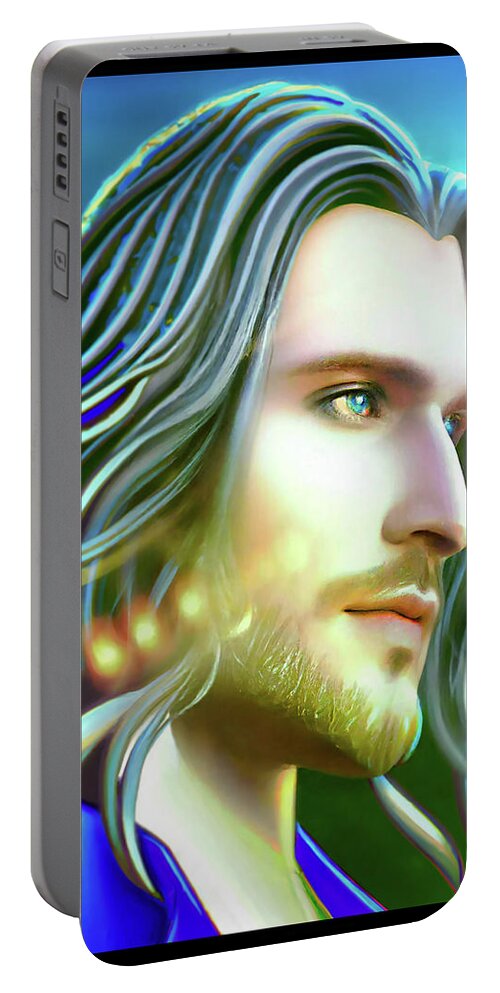 Norse Portable Battery Charger featuring the mixed media Dazzling Dave by Shawn Dall