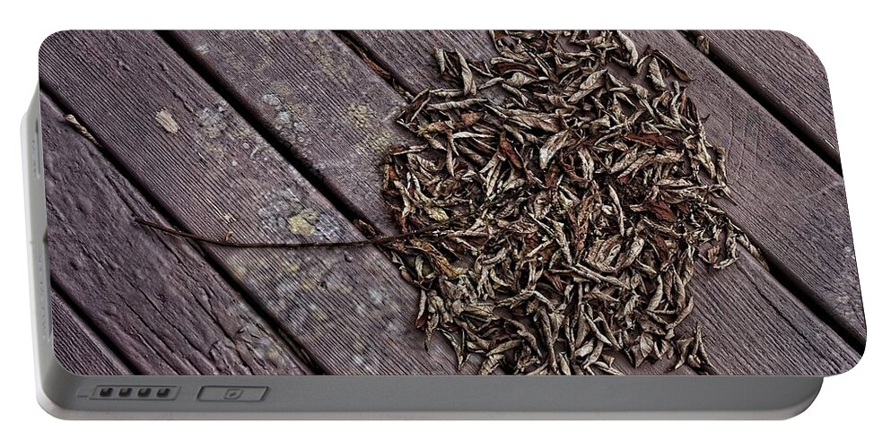 Brown Portable Battery Charger featuring the digital art Dead Leaves Flower by David Desautel