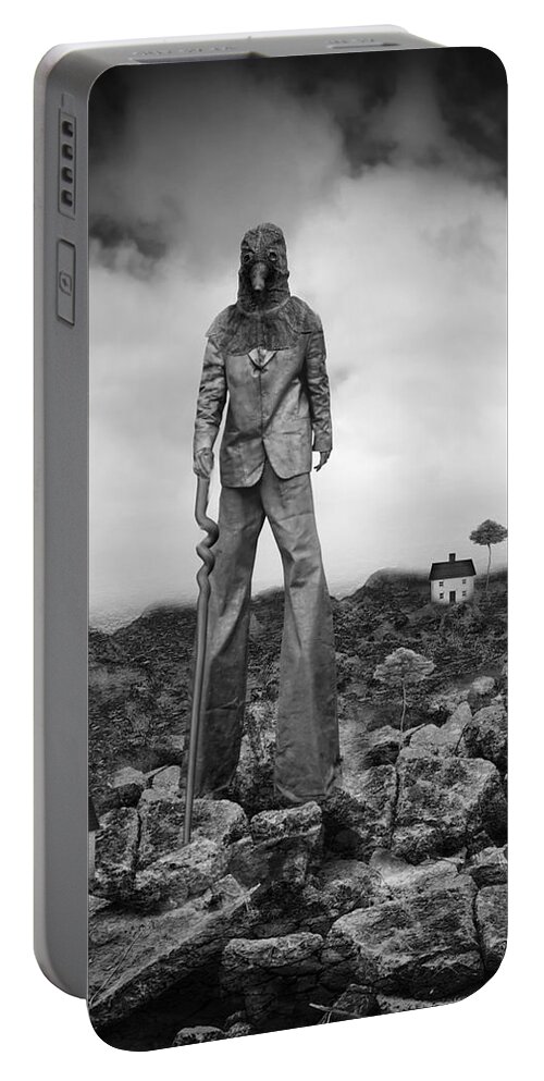 Plague Mask Portable Battery Charger featuring the digital art Death Walks by Janice Leagra