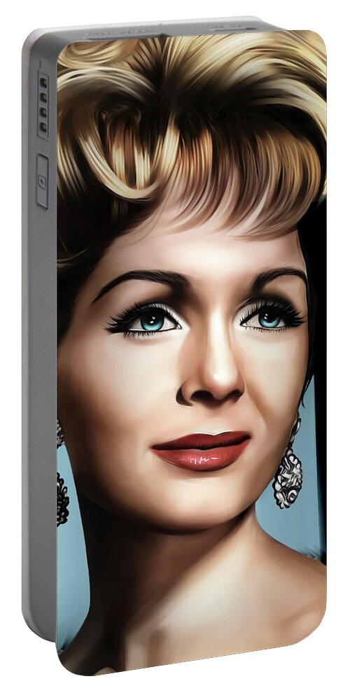 Debbie Reynolds Portable Battery Charger featuring the digital art Debbie Reynolds illustration by Movie World Posters