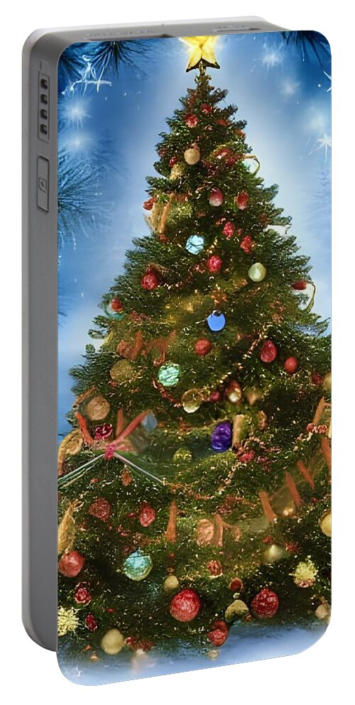 Christmas Tree Portable Battery Charger featuring the digital art Decorated Tree by Katrina Gunn