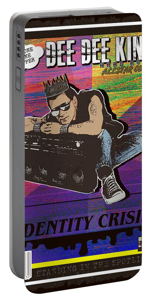 Ramones Portable Battery Charger featuring the digital art Dee Dee King Identity Crisis Comic by Christina Rick