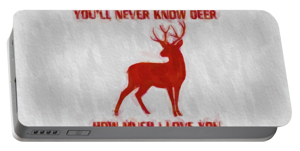 Love Portable Battery Charger featuring the painting Deer art by Darrell Foster