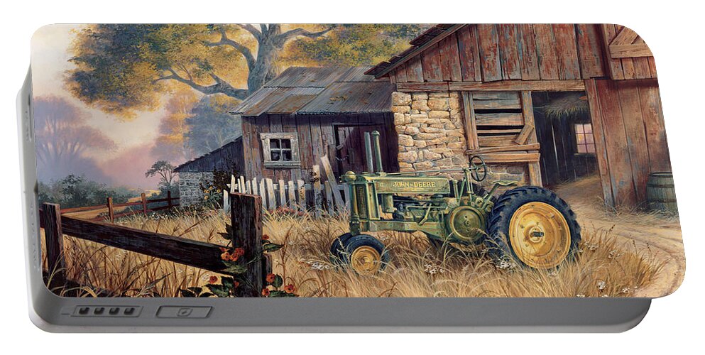 Michael Humphries Portable Battery Charger featuring the painting Deere Country by Michael Humphries