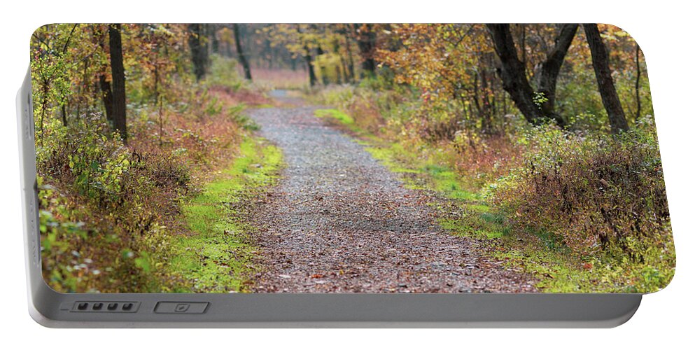Trails Portable Battery Charger featuring the photograph Delaware Water Gap NPS - McDade Trail in Autumn by Amelia Pearn