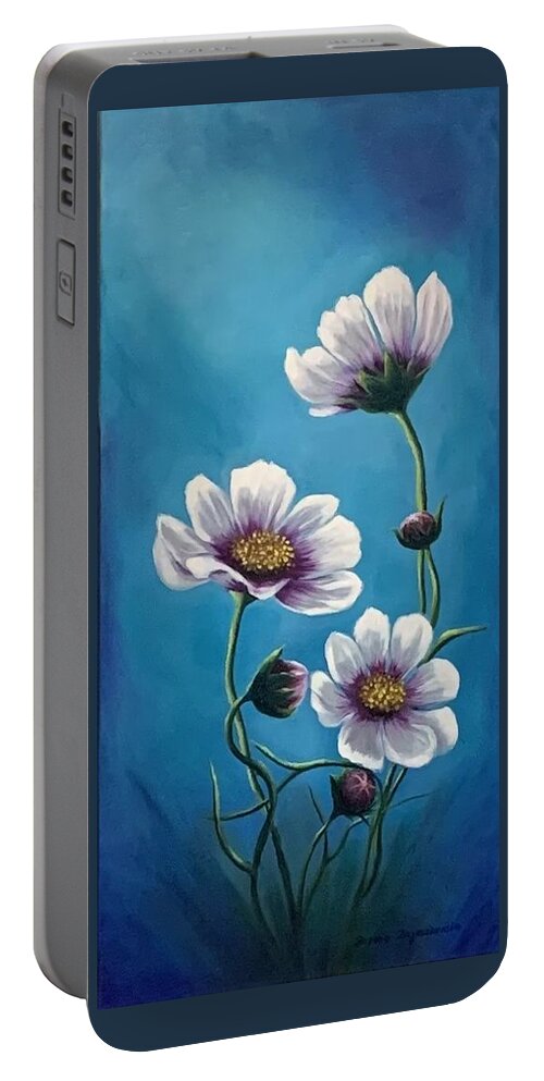 Flowers Portable Battery Charger featuring the painting Delicate Beauty II by Bozena Zajaczkowska