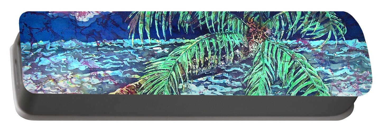 Seascape Portable Battery Charger featuring the painting Delightful Day in the Tropics - Palm Tree by Sue Duda