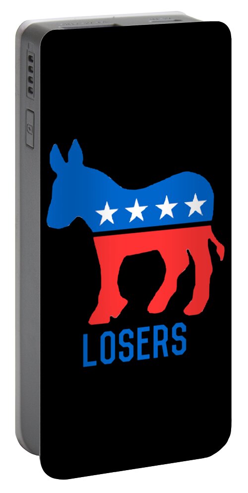 Cool Portable Battery Charger featuring the digital art Democrat Donkey Losers by Flippin Sweet Gear