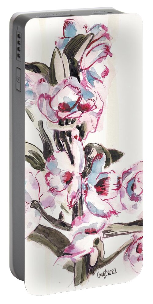 Noble Portable Battery Charger featuring the painting Dendrobium Nobile by George Cret