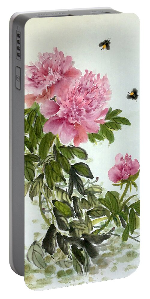 Flower Portable Battery Charger featuring the painting Depend On Each Other by Carmen Lam