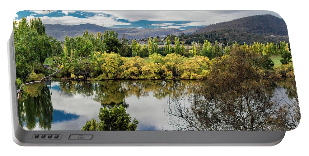 Autumn Portable Battery Charger featuring the photograph Derwent River, Tasmania, Australia by Elaine Teague