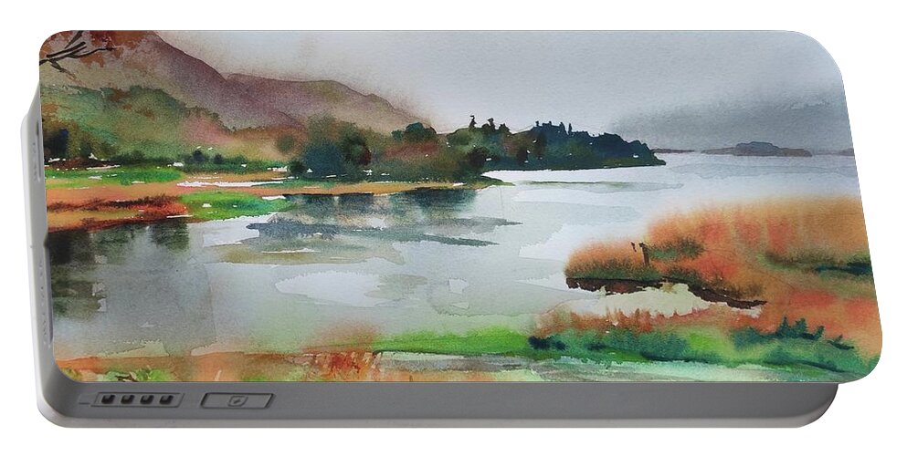 Derwentwater Portable Battery Charger featuring the painting Derwentwater by Ibolya Taligas