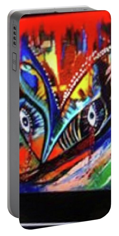 Caribbean Portable Battery Charger featuring the painting Deseriti by Cherry Stewart Joseph