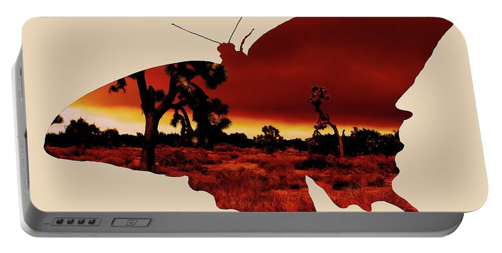 Silhouette Portable Battery Charger featuring the digital art Desert Butterfly by Steven Parker