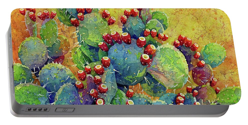 Cactus Portable Battery Charger featuring the painting Desert Gems by Hailey E Herrera