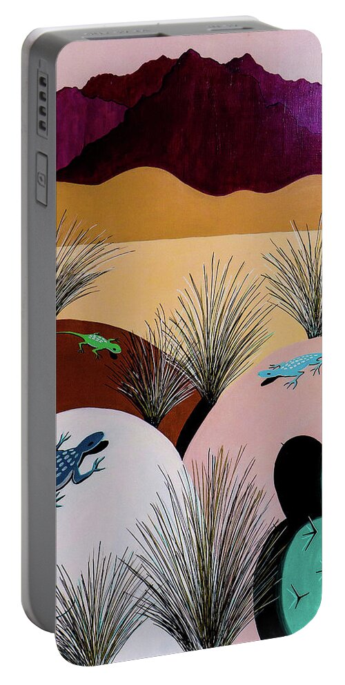 New Mexico Portable Battery Charger featuring the painting Desert Meeting by Ted Clifton
