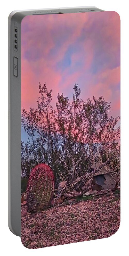 Pink Skies Portable Battery Charger featuring the photograph Desert Tranquility by Judy Kennedy