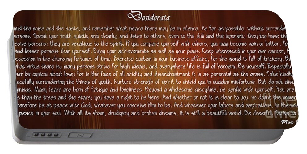 Desiderata Portable Battery Charger featuring the photograph Desiderata by Stefano Senise
