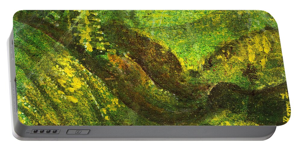 Destiny Portable Battery Charger featuring the painting Destiny - Munnar-Green India by Remy Francis