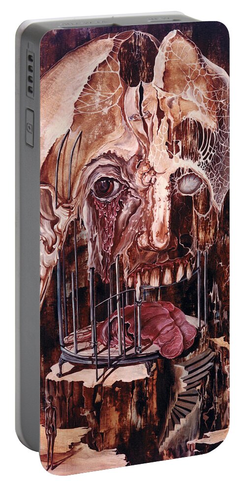 Surrealism Portable Battery Charger featuring the painting Deterioration Of Mind Over Matter by Otto Rapp