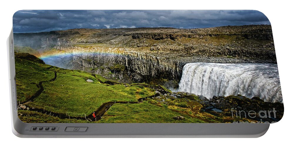 Dettifoss Portable Battery Charger featuring the photograph Detti-Bow by Neil Shapiro