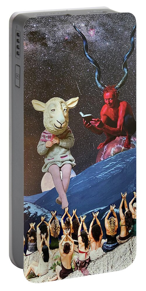 Devil Portable Battery Charger featuring the mixed media Devil by Tanja Leuenberger