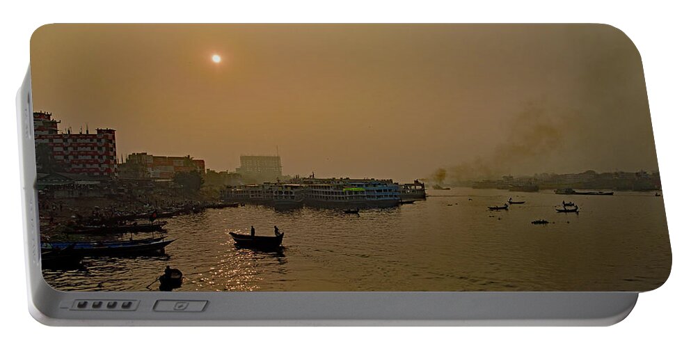 Dhaka Skyline Portable Battery Charger featuring the photograph Dhaka Skyline - Buriganga River by Amazing Action Photo Video