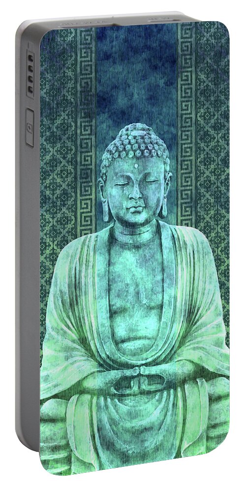 Buddha Portable Battery Charger featuring the mixed media Dhyana - Buddha in Meditation 02 by Studio Grafiikka