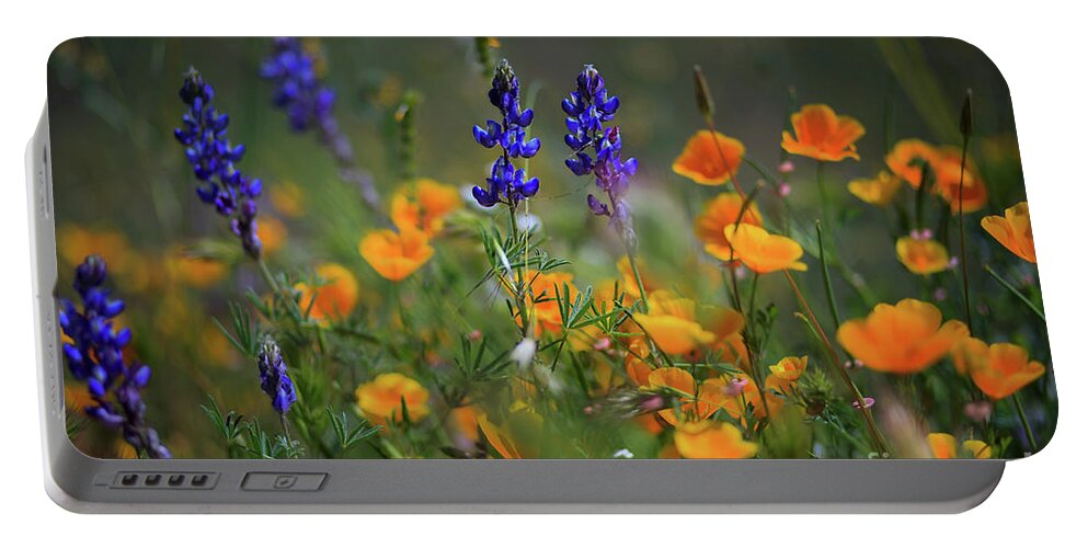 Lupine Portable Battery Charger featuring the photograph Diamond Valley Lake Wildflowers by Sam Antonio