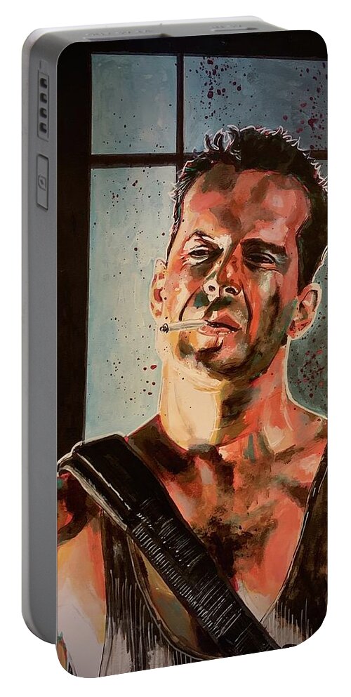 Die Hard Portable Battery Charger featuring the painting Die Hard by Joel Tesch
