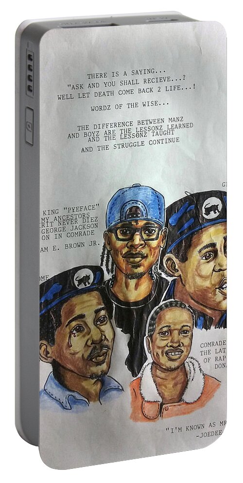 Black Art Portable Battery Charger featuring the drawing Difference Between Menz and Boyz by Joedee