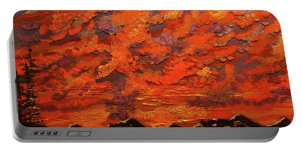 Sunset Portable Battery Charger featuring the painting Dillon Sunset by Marilyn Quigley