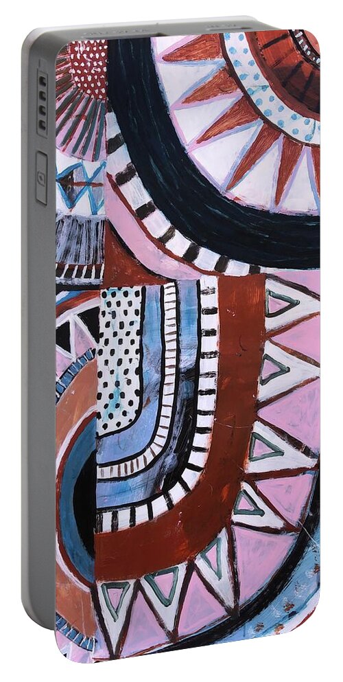 Pink Portable Battery Charger featuring the painting Dirty Pink by Cyndie Katz